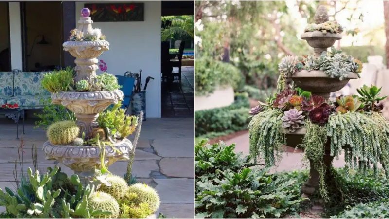 Great Ways To Turn Broken Fountains And Bird Baths Into Amazing Planters ‎