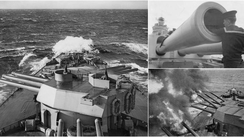 Majestic Power: HMS Rodney’s 16-Inch Guns Poised for Action off Scapa Flow, 1944