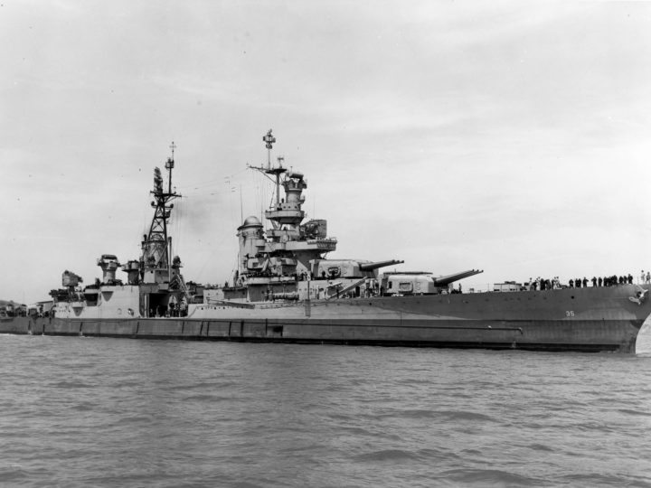 USS Indianapolis (CA-35) off Mare Island on July 10, 1945